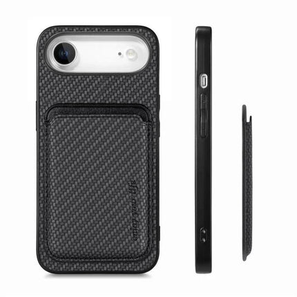 Phone Case With Card Storage For Everyday Use - black PU four-corner shockproof phone case with built-in card slot