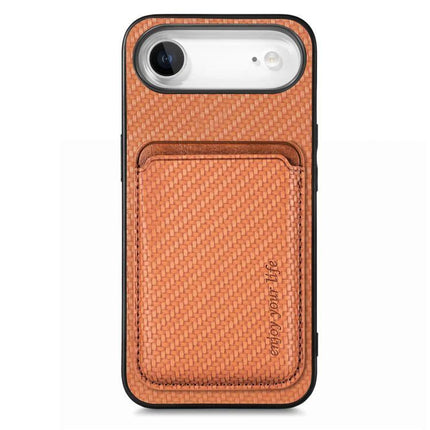 Phone Case With Card Storage For Everyday Use - tan woven PU with four-corner shock protection and single card slot