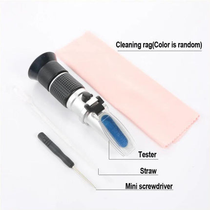 Honey Refractometer for Measuring Honey Moisture Levels - handheld refractometer kit with tester, straw, mini screwdriver and cleaning rag