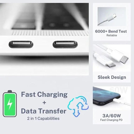 Essential USB-C Cable for Daily Device Charging and Syncing — close-up of USB-C ports, fast charging, data transfer, sleek design