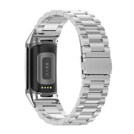 Stainless Steel Watch Band For Fitbit Charge 6 Three Bead