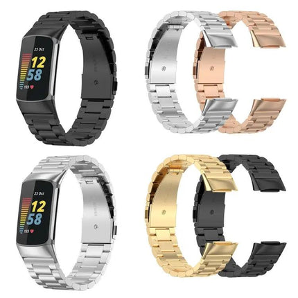 Stainless Steel Watch Band For Fitbit Charge 6 Three Bead