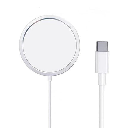 Essential Magnetic Charger for Everyday iPhone Use - white magnetic wireless charger with USB-C cable for nightstand and desk charging