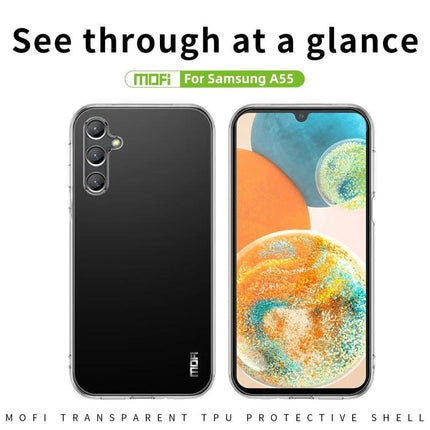 MOFI Ming Series Ultra-Thin TPU Case clear protective shell for Samsung A55, slim anti-yellowing TPU, everyday scratch and minor drop protection