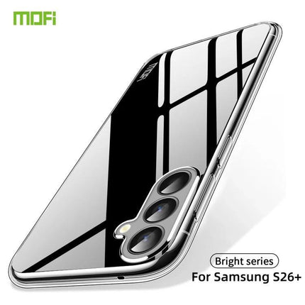 MOFI Samsung Case Transparent TPU For Everyday Protection slim clear TPU case for Samsung S26+ showing camera cutouts and glossy finish