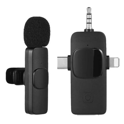 Clip-On Microphones for Everyday Video Calls and Recordings - compact clip-on mic kit with foam windscreen and multi-connector transmitter