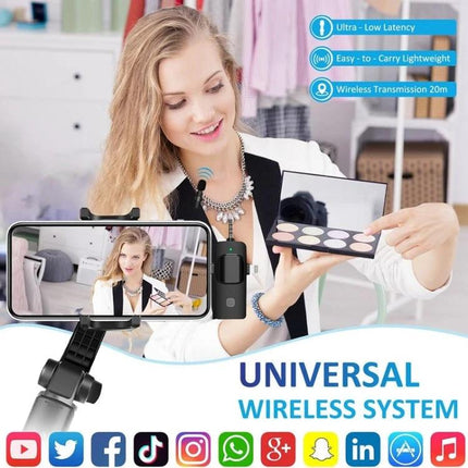 Clip-On Microphones for Everyday Video Calls and Recordings - woman using compact wireless lavalier mic for makeup demo and mobile streaming