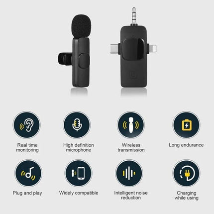 Clip-On Microphones for Everyday Video Calls and Recordings - compact clip-on mic with wireless transmitter, noise reduction, long endurance and plug-and-play