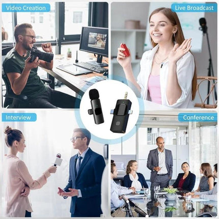 Clip-On Microphones for Everyday Video Calls and Recordings showing compact lapel mic used for video creation, interviews, live broadcasts, and conferences