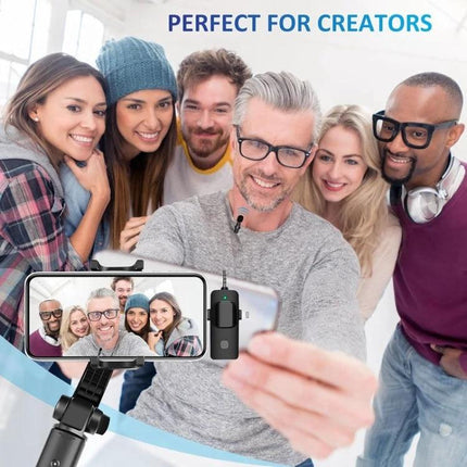 Clip-On Microphones for Everyday Video Calls and Recordings - group selfie showing clip-on mic on collar for clear meeting and recording audio