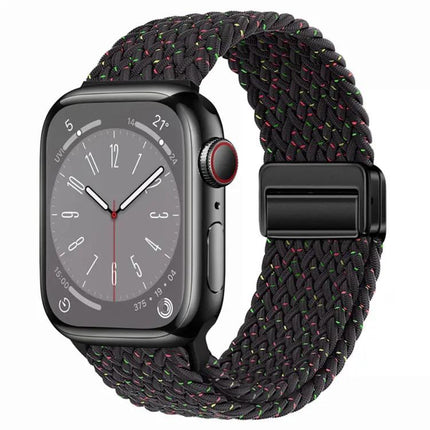 Nylon Woven Magnetic Fold Buckle Band For Apple Watch 44mm