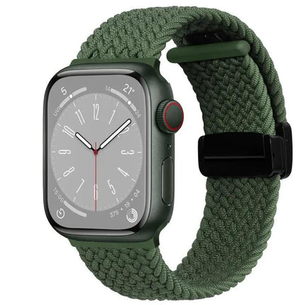 Nylon Woven Magnetic Fold Buckle Band For Apple Watch 44mm