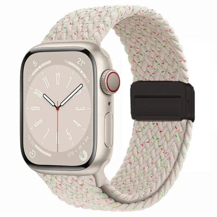 Nylon Woven Magnetic Fold Buckle Band For Apple Watch 44mm