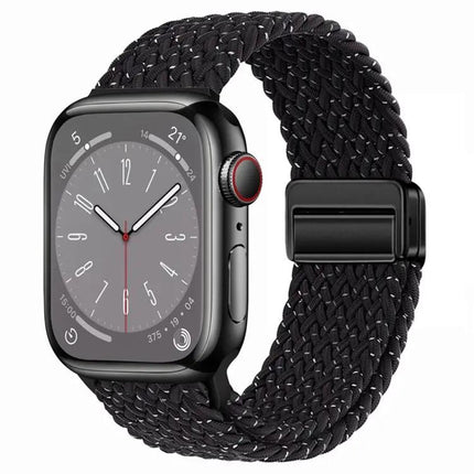 Nylon Woven Magnetic Fold Buckle Band For Apple Watch 44mm