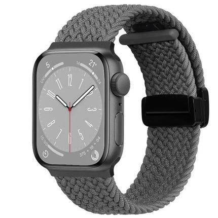 Nylon Woven Magnetic Fold Buckle Band For Apple Watch 44mm