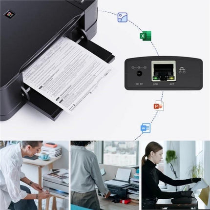 Wavlink Network Print Server for USB Printer Sharing on LAN connecting USB printer to Ethernet for multi-device office printing