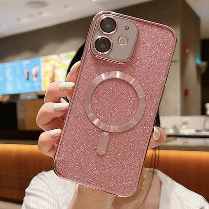Phone Case With Glitter Design For Everyday Protection - slim pink glitter TPU case with electroplated frame and ring holder for daily scratch and drop protection