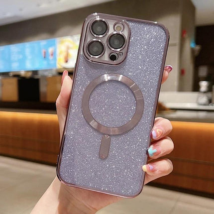 Phone Case With Glitter Design For Everyday Protection showing purple glitter TPU case with ring magnet for slim daily protection