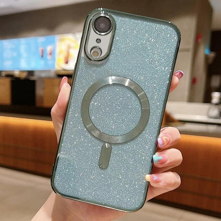 Glitter Phone Case For Daily Protection And Personal Style - teal glitter TPU case with electroplated ring grip, lightweight drop and scratch protection