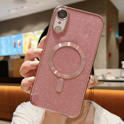 Glitter Phone Case For Daily Protection And Personal Style - rose gold glitter TPU case with electroplated frame and ring holder protecting phone