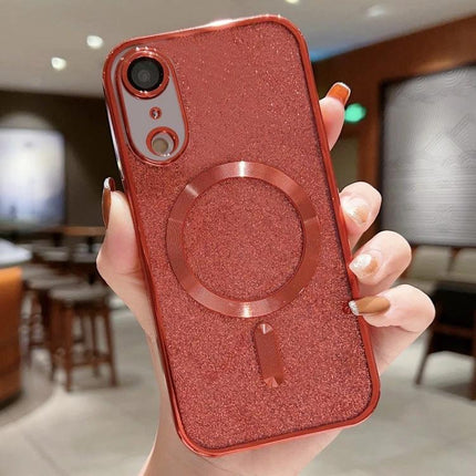 Glitter Phone Case For Daily Protection And Personal Style - red glitter TPU case with electroplated frame and ring holder, lightweight drop and scratch protection