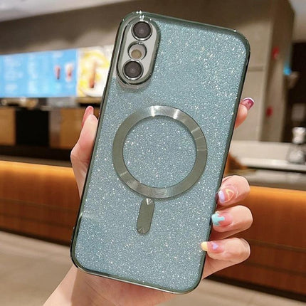 Glitter Phone Case For Daily Protection And Personal Style - teal glitter TPU case with electroplated frame and ring holder, slim lightweight drop protection