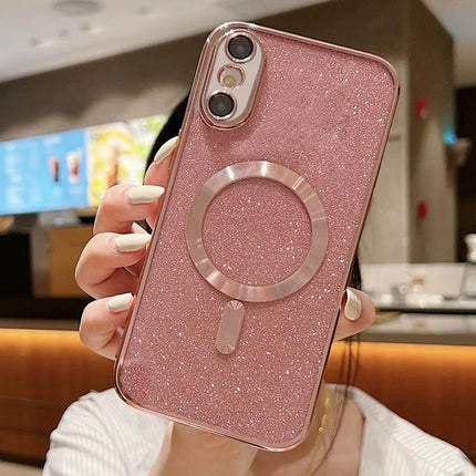 Glitter Phone Case For Daily Protection And Personal Style - rose gold TPU glitter case with electroplated frame and ring for lightweight daily protection