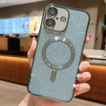 Phone Case for Daily iPhone Protection and Everyday Use glitter teal TPU case with magnetic ring, raised camera protection and easy port access