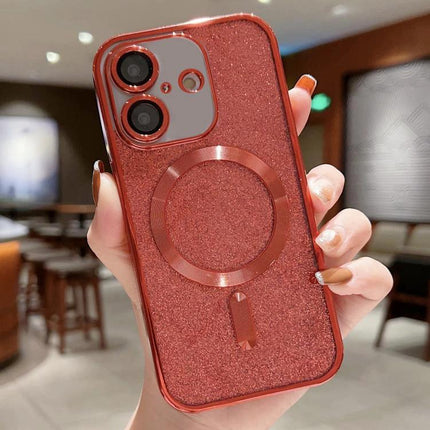 Phone Case for Daily iPhone Protection and Everyday Use glitter red TPU case with electroplated frame and MagSafe ring for drop and scratch protection