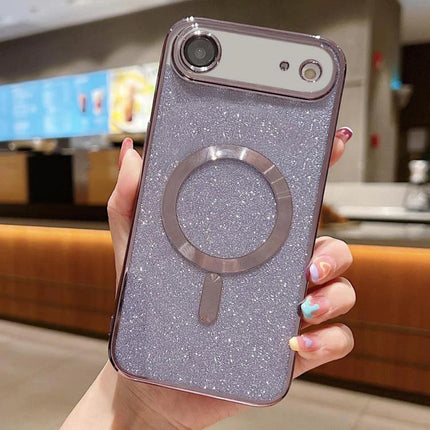 Phone Case for Daily iPhone Protection and Everyday Use - glitter TPU case with electroplated frame and ring holder for drop protection