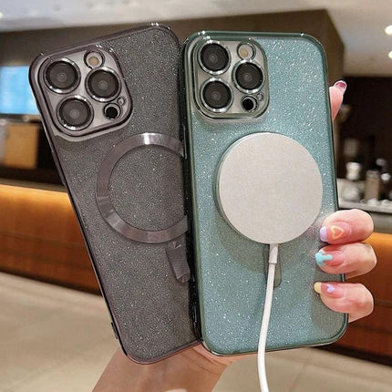 iPhone Case For Everyday Protection During Daily Activities On Commutes And Workouts - glitter TPU case with MagSafe charger attached