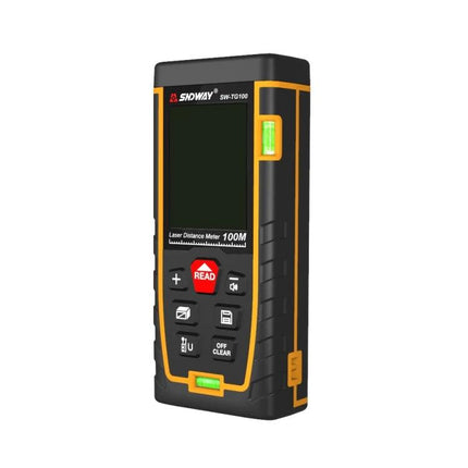 SNDWAY Handheld Laser Distance Meter for Everyday Measurements - compact black/yellow laser distance meter with LCD and buttons