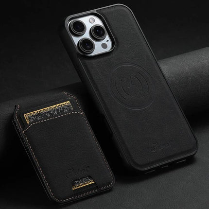 Suteni Detachable Leather Wallet Case For Everyday Phone Carry - black PU leather phone case with detachable wallet and card slot
