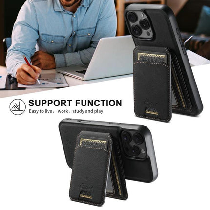 Suteni Detachable Leather Wallet Case For Everyday Phone Carry - black PU leather wallet case with detachable magnetic card holder and kickstand for desk use