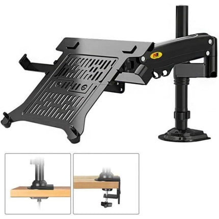 NB Adjustable Desk Mount Arm for 10-17 Inch Laptops black adjustable laptop mount with clamp and ring installation options
