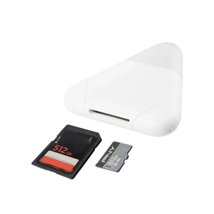 LCOPM USB Type-C SD Card Reader for Smartphones and Tablets white triangular reader with SD and microSD cards