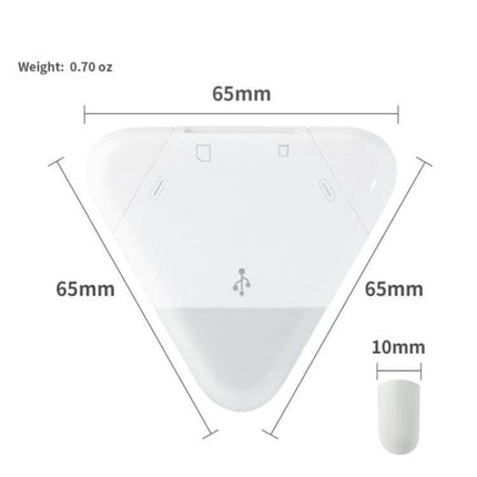 LCOPM USB Type-C SD Card Reader for Smartphones and Tablets - compact triangular white SD card reader 65mm with USB-C icon