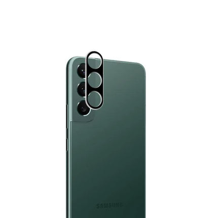 Mocolo Protective Film for Samsung Camera Lenses on green Samsung phone showing clear lens shield protecting triple camera