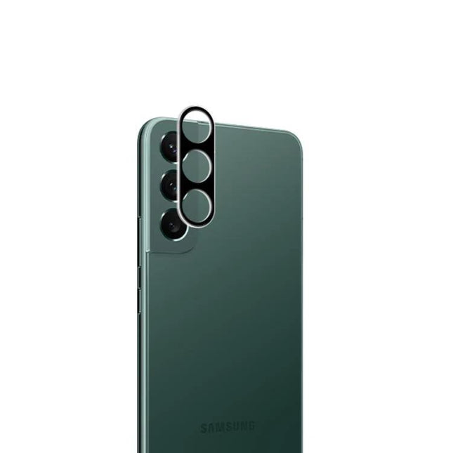 Mocolo Protective Film for Samsung Camera Lenses on green Samsung phone showing clear lens shield protecting triple camera
