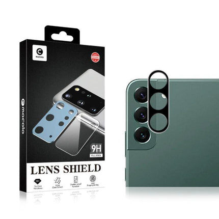 Mocolo Protective Film for Samsung Camera Lenses on phone showing clear lens shield and packaging
