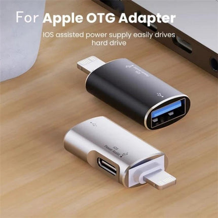 iPhone OTG Adapter for Daily Headphone Connections on the Go - compact Lightning to USB OTG adapter for wired headphones and USB drives
