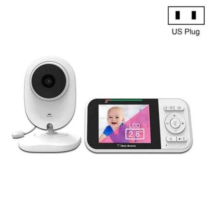 Baby Video Monitor with Two-Way Audio for Home Surveillance showing white camera and 2.8" LCD parent monitor with baby on screen