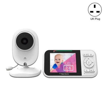 Baby Video Monitor with Two-Way Audio for Home Surveillance showing camera and 2.8" LCD parent monitor with two-way audio and temperature check