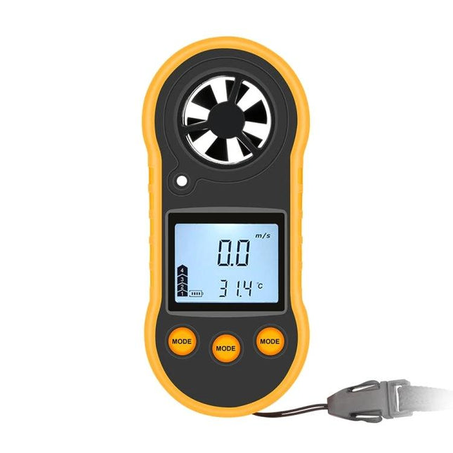 Mini Anemometer for Outdoor Wind Speed Monitoring - compact handheld wind speed and temperature meter for sailing, windsurfing, hiking and home weather monitoring