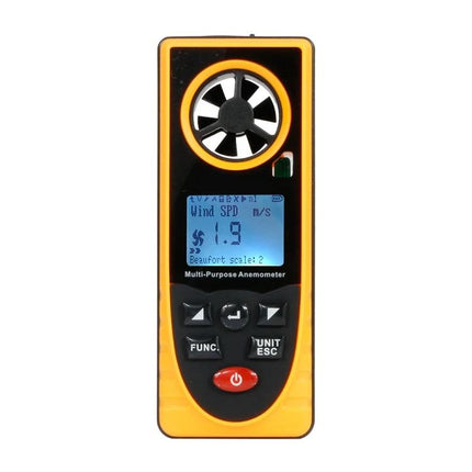 Anemometer for Everyday Weather and Wind Measurement handheld digital meter showing wind speed, temperature and controls