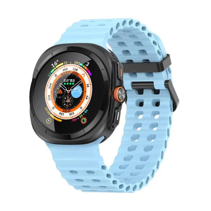 Silicone Dual Row Hole Watch Band Galaxy Watch Ultra 47mm