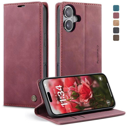 CaseMe Leather Phone Case For Everyday Protection And Simple Daily Carry For Commutes - rose leather wallet case with card slots and kickstand