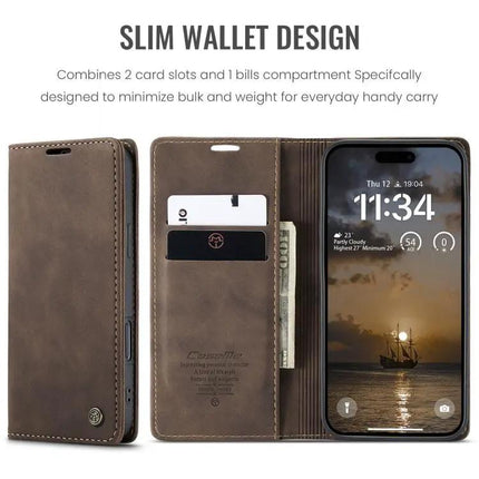 CaseMe Leather Flip Phone Case With Card Storage