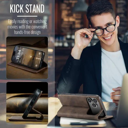 CaseMe Leather Flip Phone Case With Card Storage