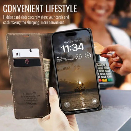 CaseMe Leather Flip Phone Case With Card Storage